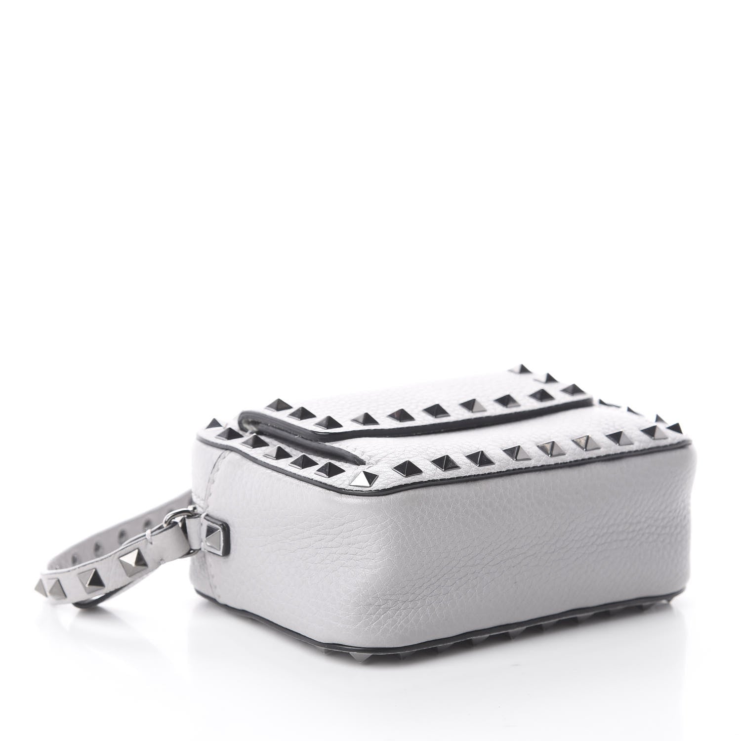 Valentino Garavani Grained Calfskin Small Rockstud Flap Pocket Camera Crossbody Bag Pastel Grey 3 of 8