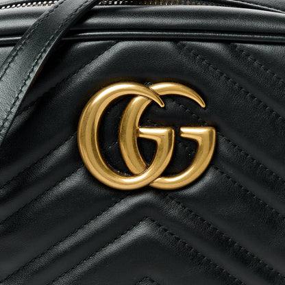 Gucci Calfskin Matelasse Small GG Marmont Chain Shoulder Bag Black 9 of 11