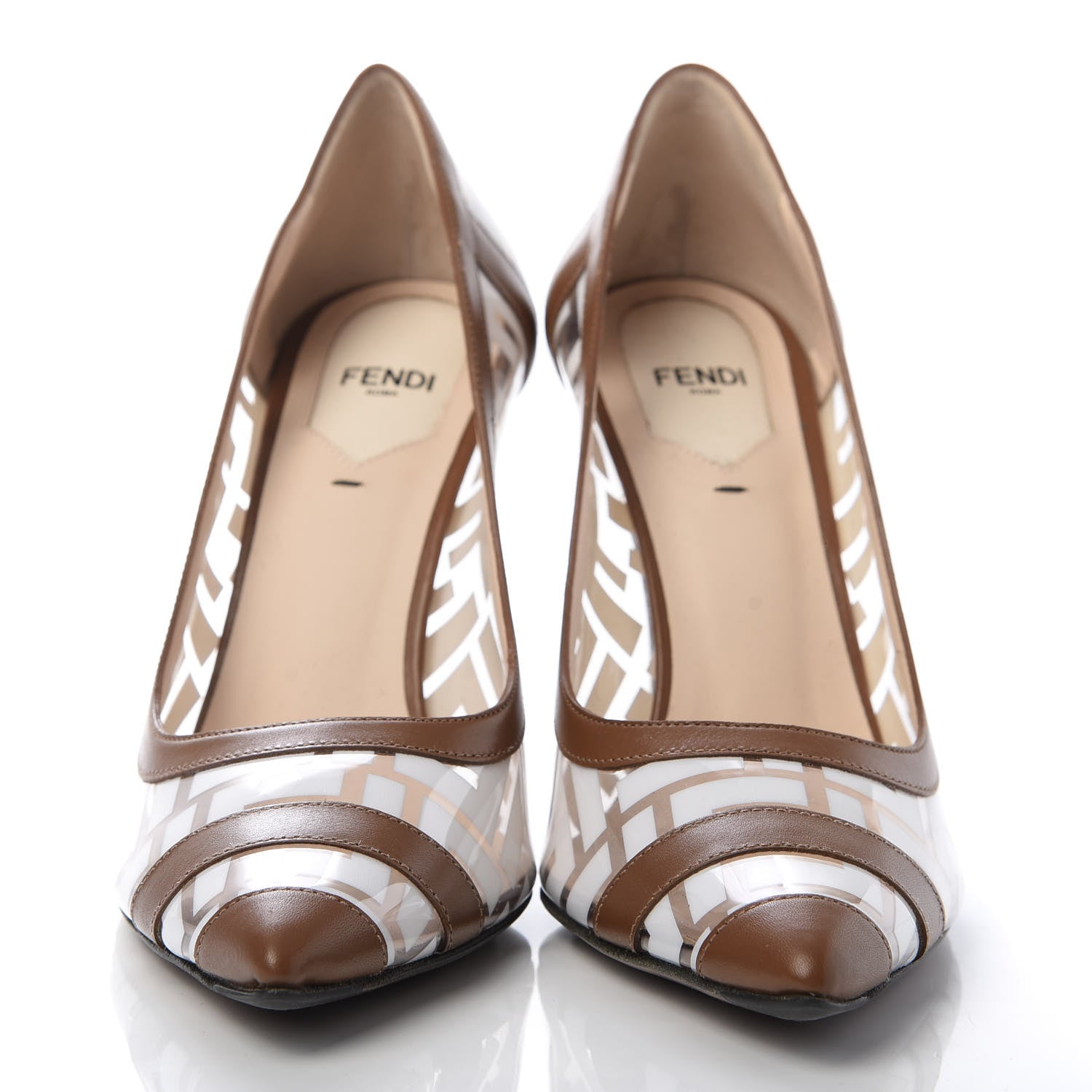 Fendi PVC Calfskin FF Colibri High-Heel Pumps 39 White Cuoio 2 of 9