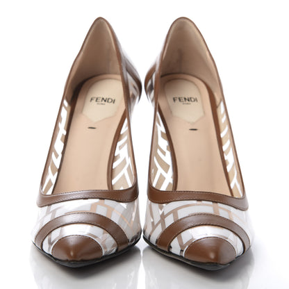 Fendi PVC Calfskin FF Colibri High-Heel Pumps 39 White Cuoio 2 of 9