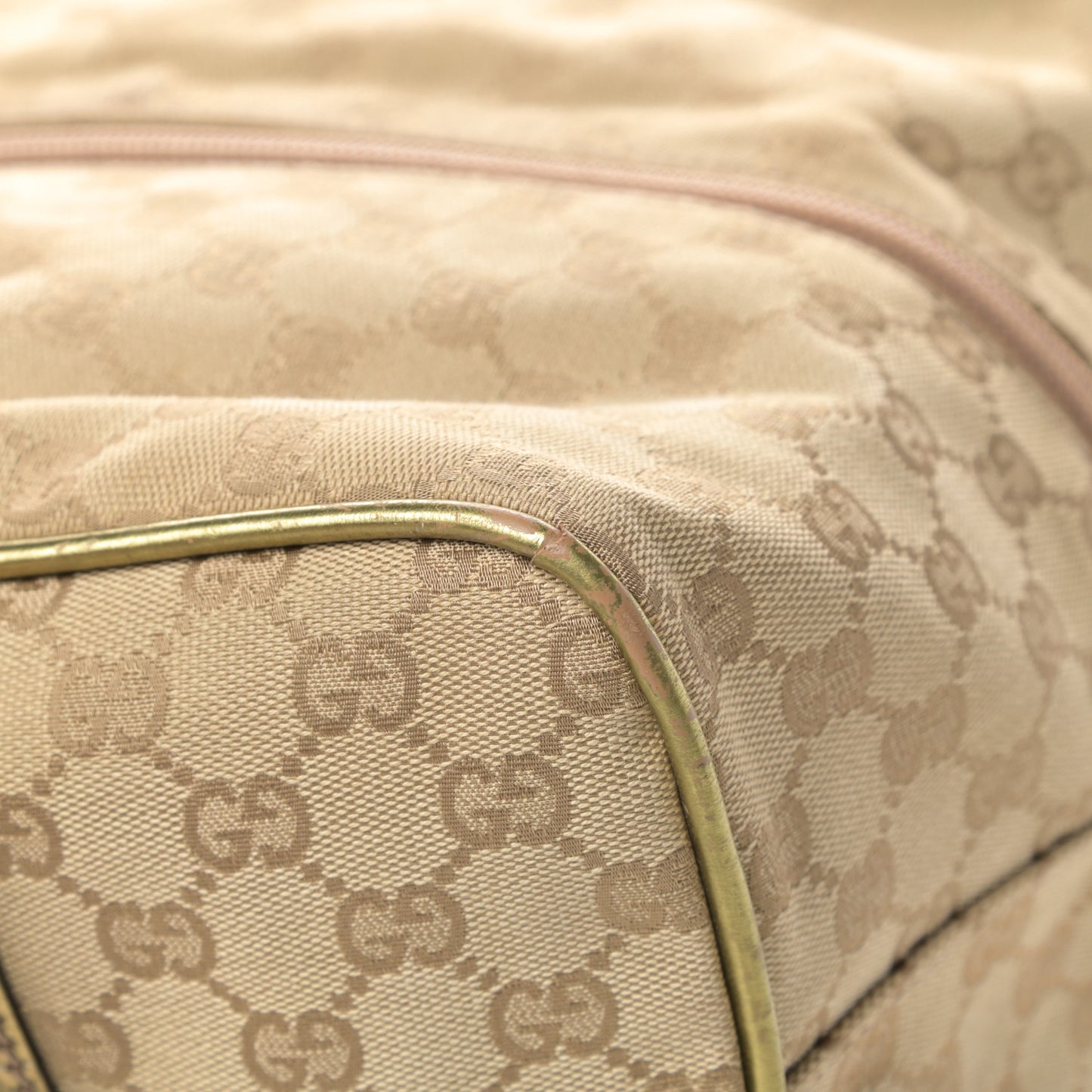 GG Monogram Web Medium Collapsible Carry On Duffle Beige Gold