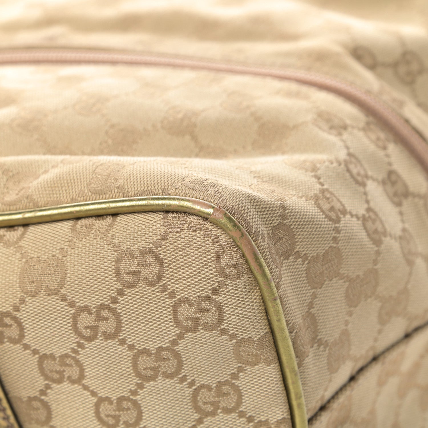 Gucci GG Monogram Web Medium Collapsible Carry On Duffle Beige Gold 16 of 17