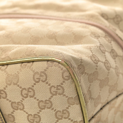 Gucci GG Monogram Web Medium Collapsible Carry On Duffle Beige Gold 16 of 17