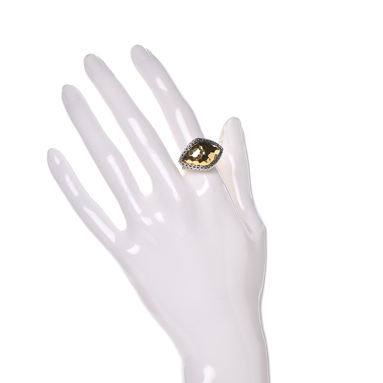 John Hardy Sterling Silver 22K Yellow Gold East West Palu Ring 54 7 2 of 4