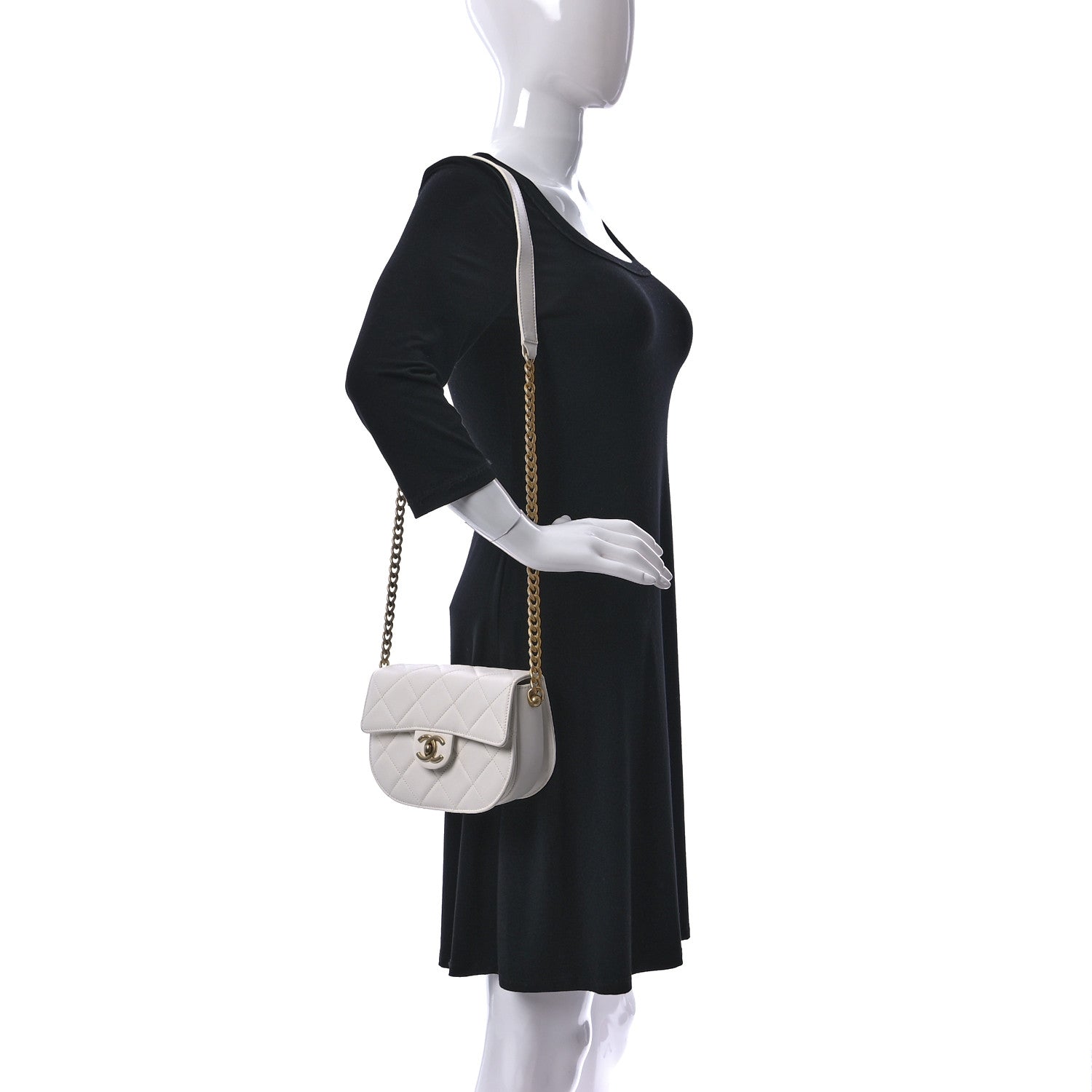 Chanel Caviar Quilted Moon Messenger White 2 of 10