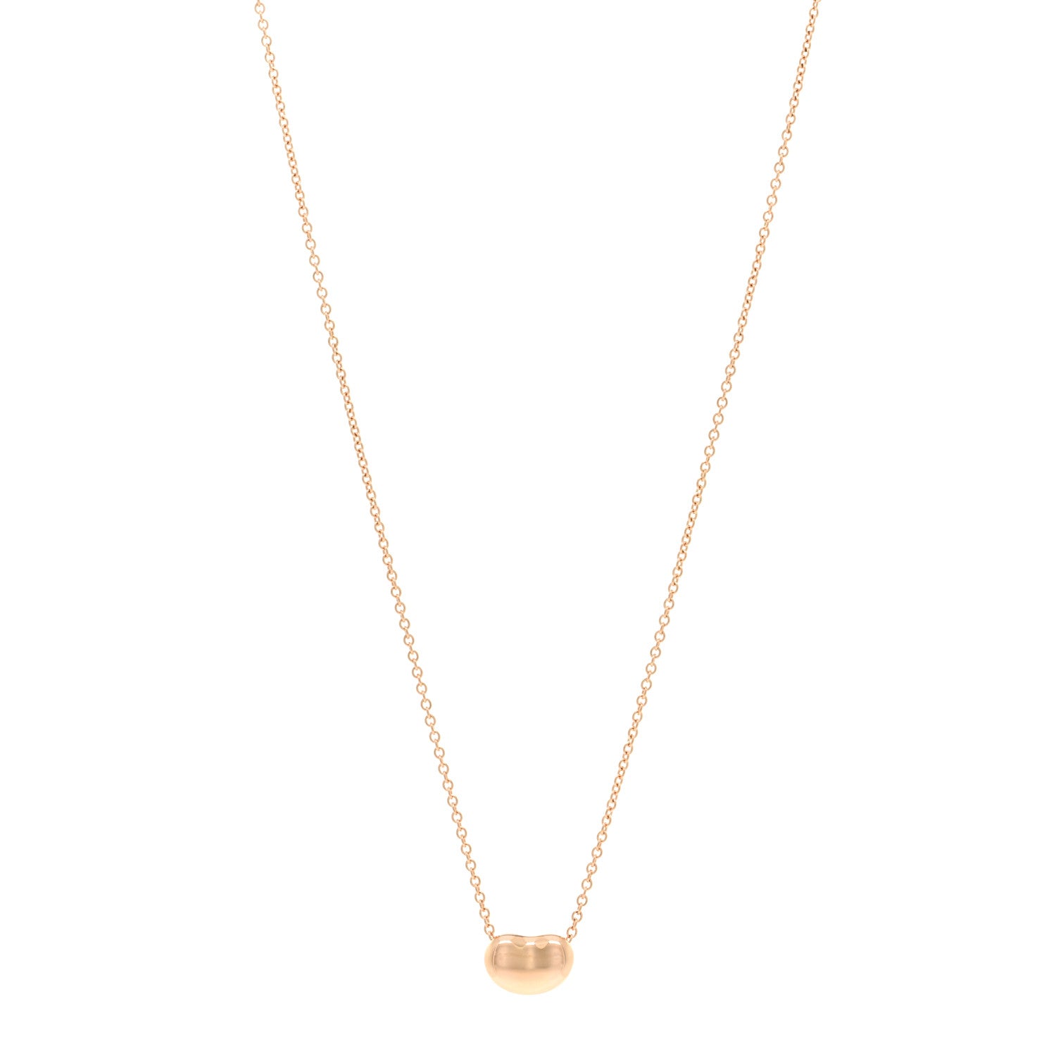 Tiffany 18K Rose Gold 9mm Elsa Peretti Bean Pendant Necklace 1 of 5