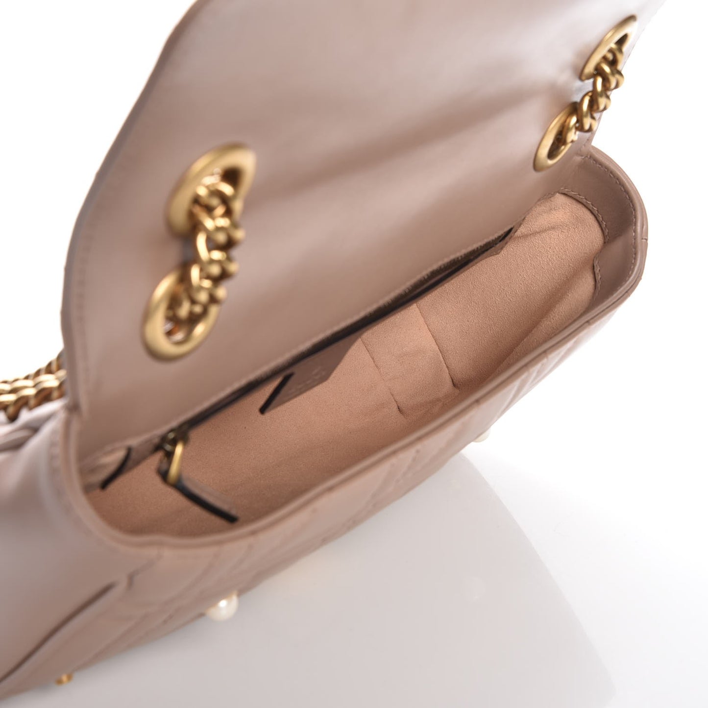 Calfskin Matelasse Studded Mini Pearly GG Marmont Shoulder Bag Porcelain Rose