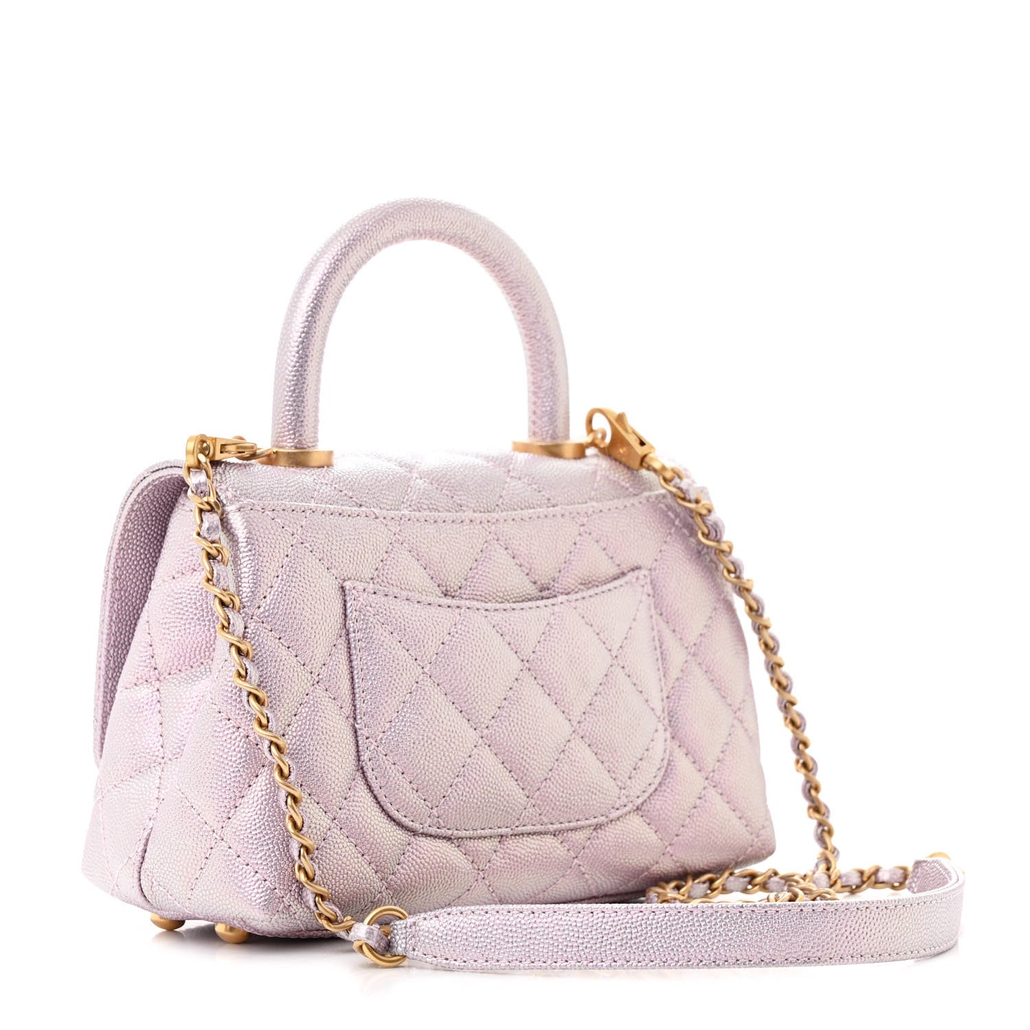 Chanel Metallic Caviar Quilted Extra Mini Coco Handle Flap Light Pink 3 of 12