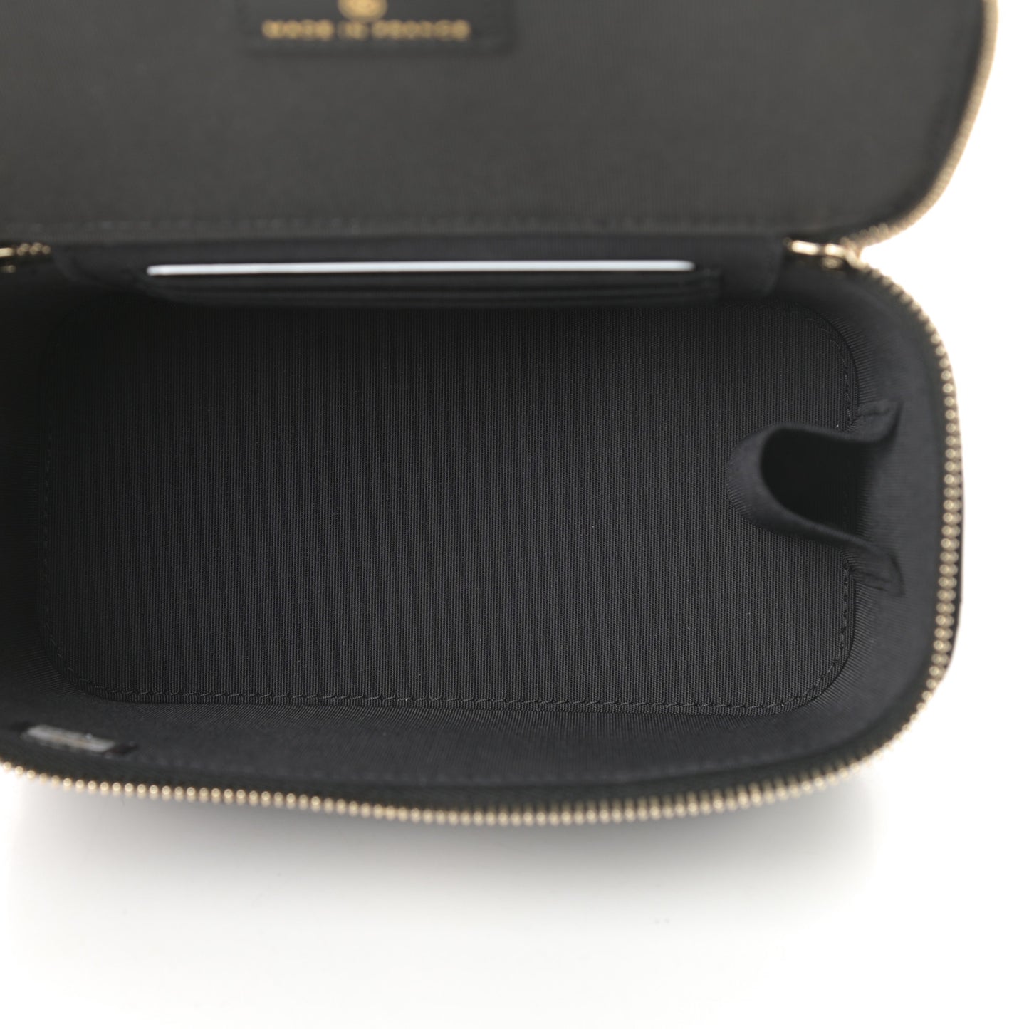 Lambskin Quilted Small Top Handle Vanity Case With Chain Black
