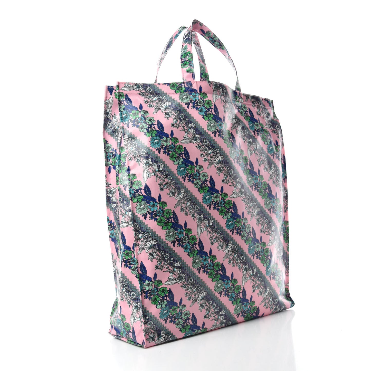 Patent Canvas Frame Logo Bouquet Print Vertical Tote Pink Daisy