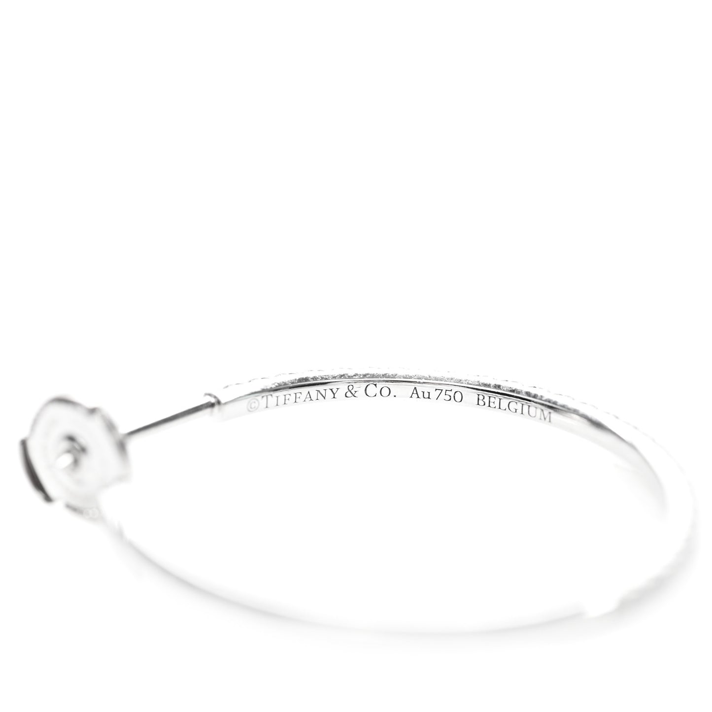 18K White Gold Diamond Medium Metro Hoop Earrings