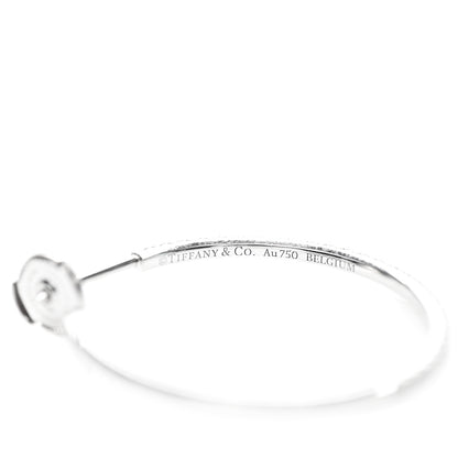 Tiffany 18K White Gold Diamond Medium Metro Hoop Earrings 3 of 5