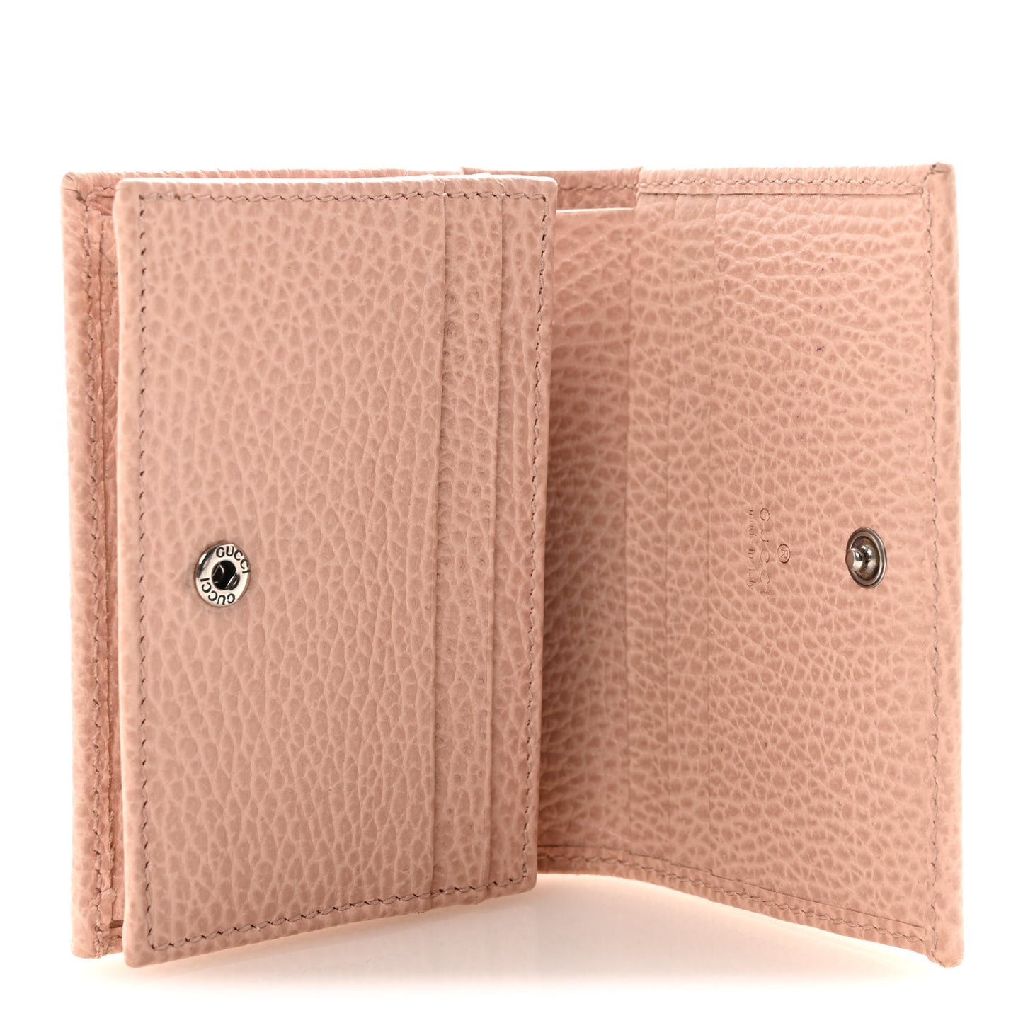 Dollar Calfskin Enamel Monochrome GG Marmont Card Case Perfect Pink