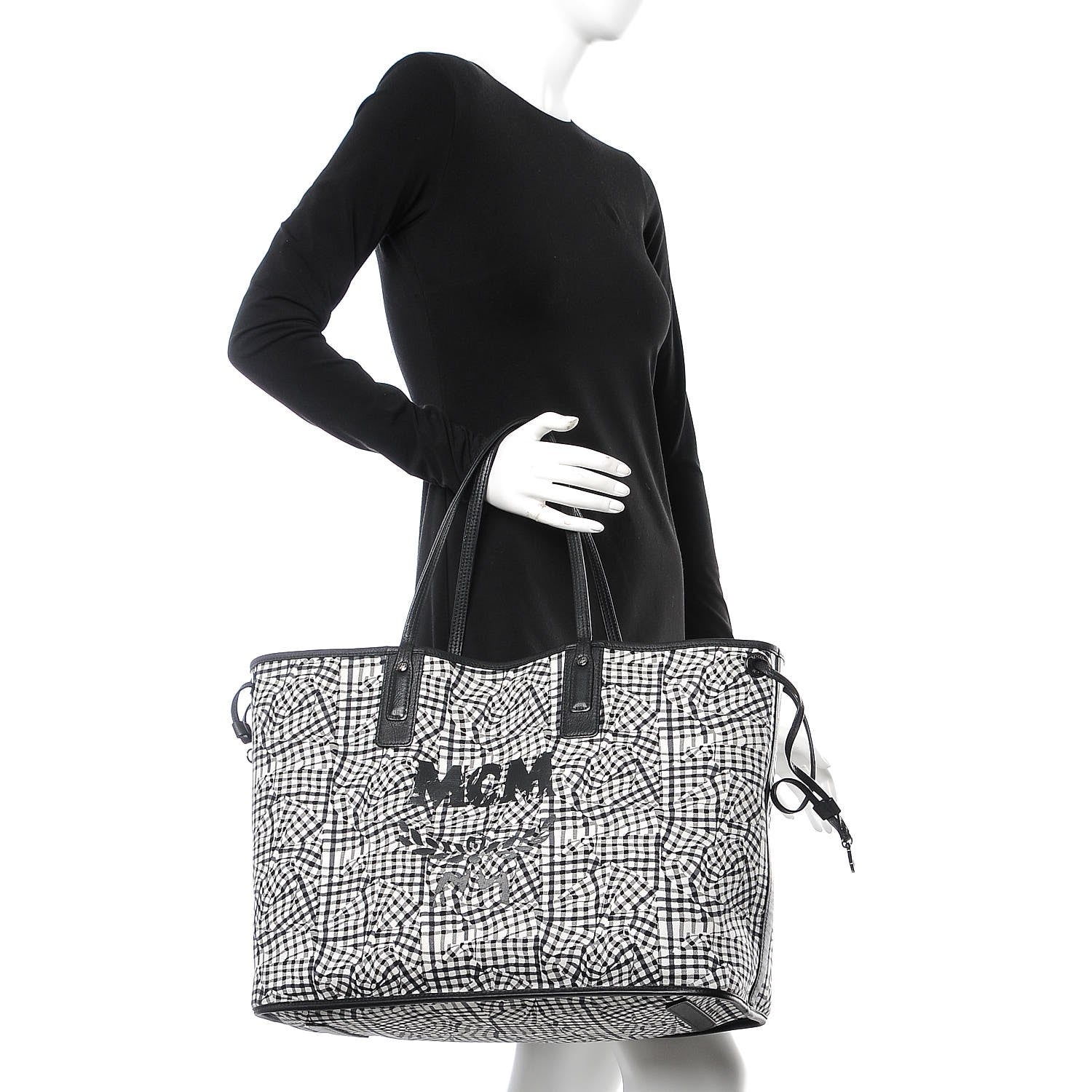 MCM Visetos Large Liz Reversible Shopper Tote Black 2 of 9