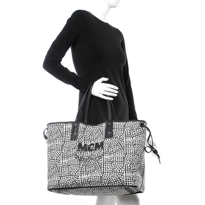 MCM Visetos Large Liz Reversible Shopper Tote Black 2 of 9