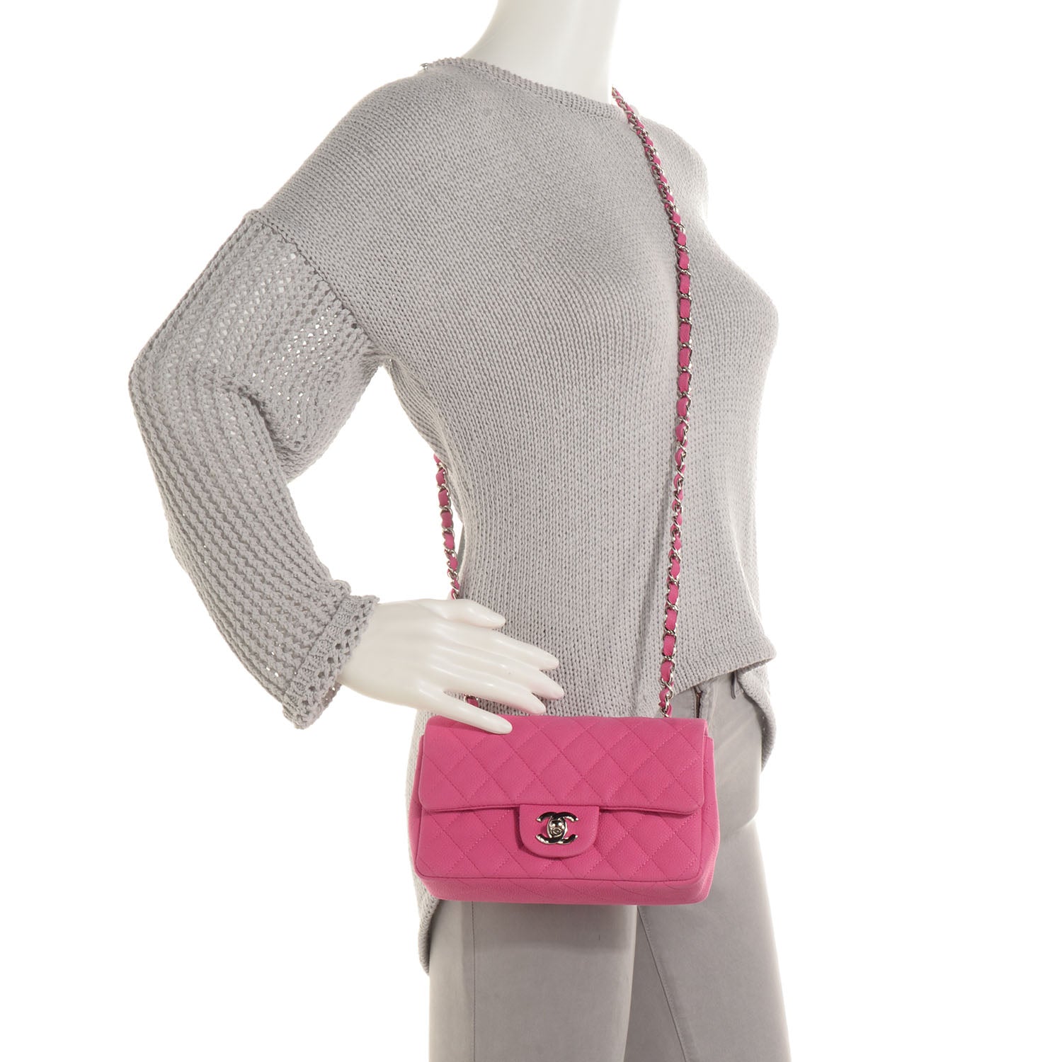 Chanel Iridescent Caviar Quilted Mini Flap Pink 2 of 9