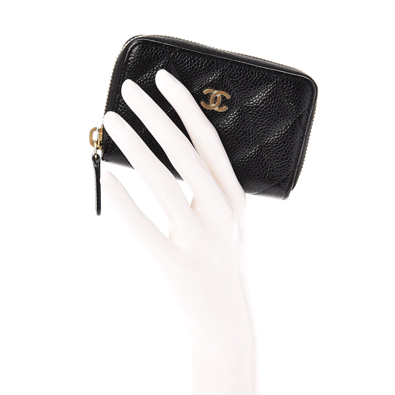Chanel Caviar Quilted Zip Coin Purse Black 2 of 8