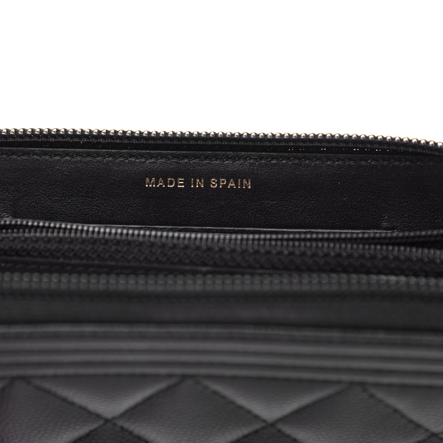 Caviar Quilted Small Boy Zip Around Wallet Black