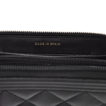 Chanel Caviar Quilted Small Boy Zip Around Wallet Black 7 of 8