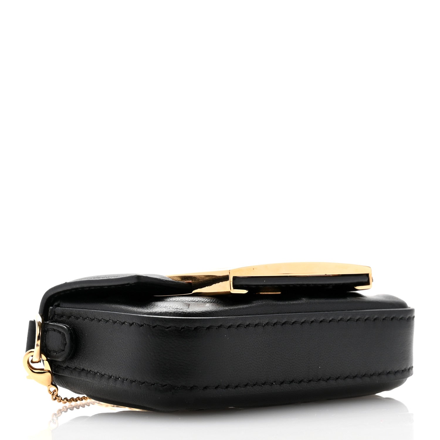 Fendi Nappa Matisse FF Embossed Nano Maxi Buckle Baguette Charm Black 3 of 10