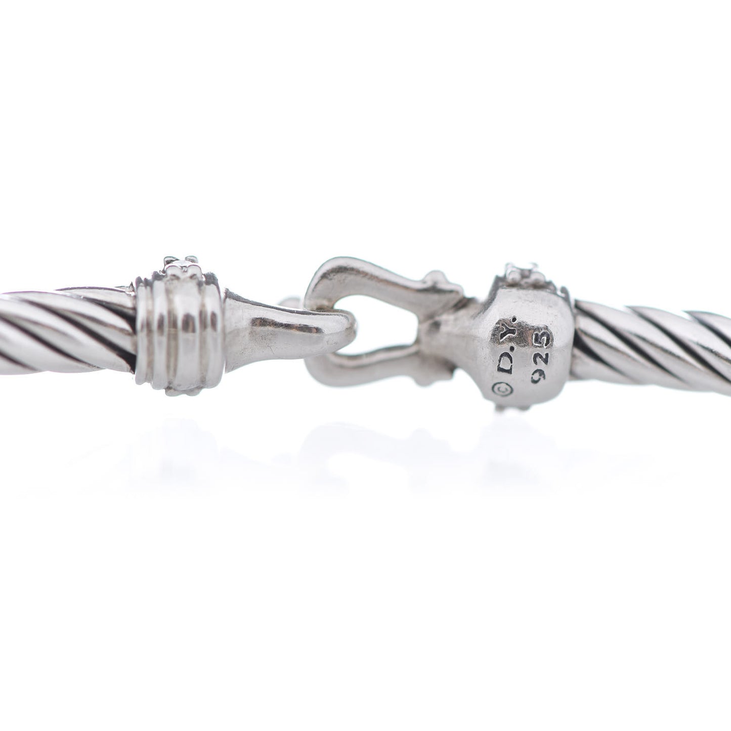 Sterling Silver Diamond 3mm Cable Buckle Bracelet