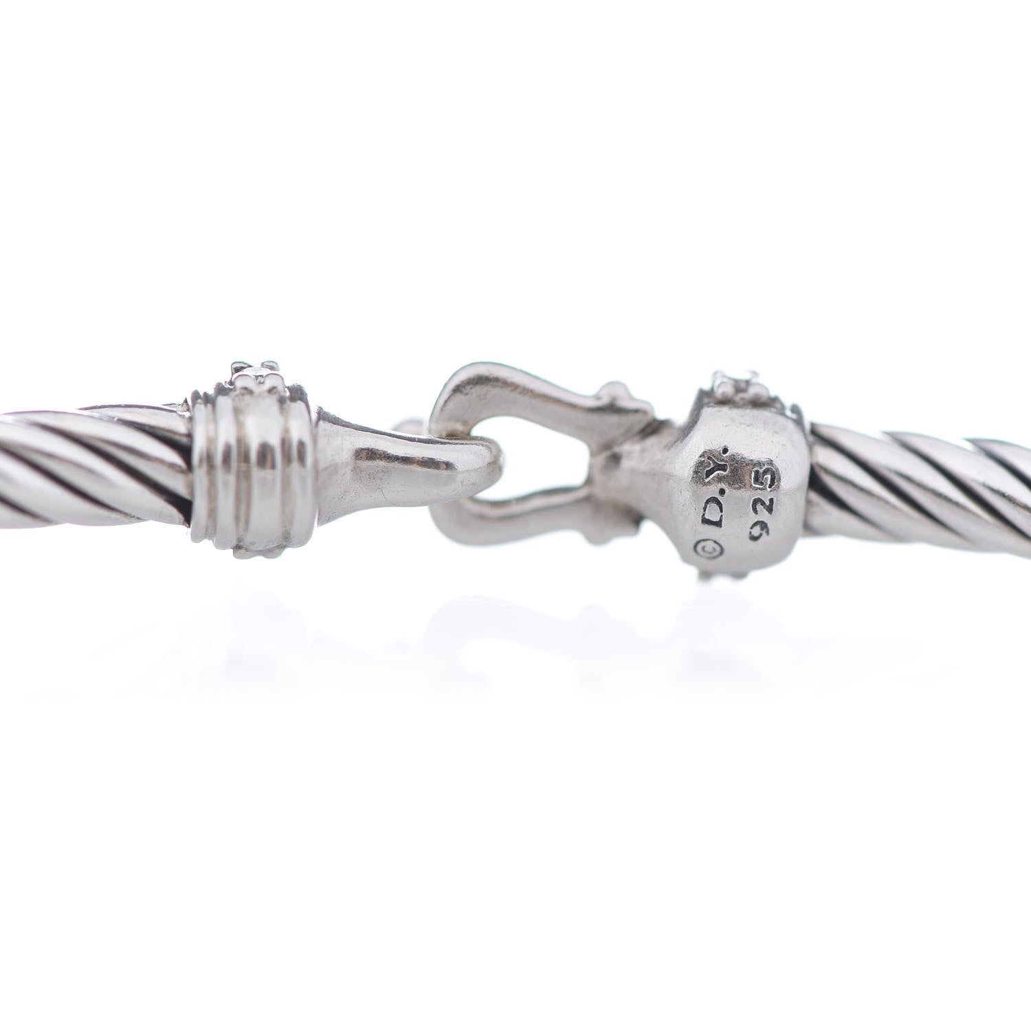David Yurman Sterling Silver Diamond 3mm Cable Buckle Bracelet 4 of 4