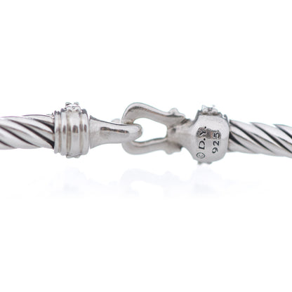 David Yurman Sterling Silver Diamond 3mm Cable Buckle Bracelet 4 of 4