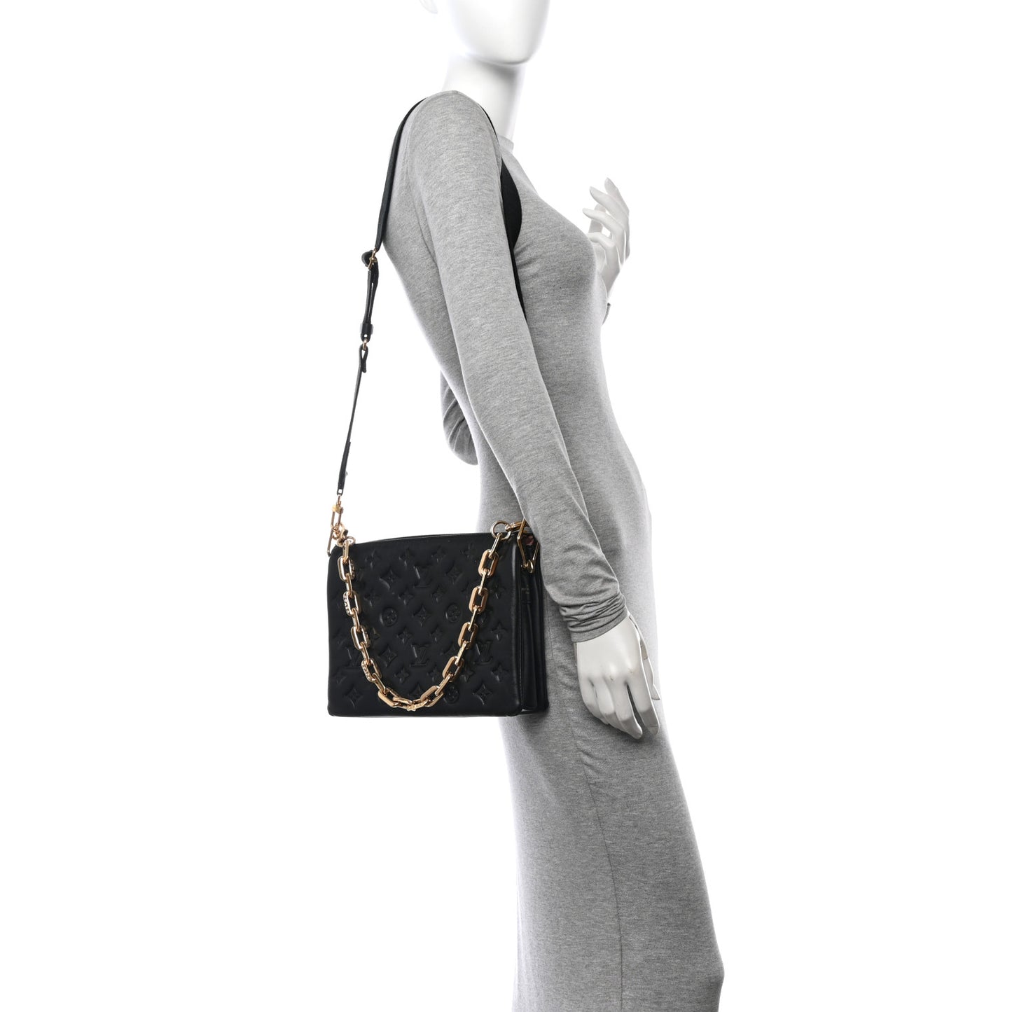 Lambskin Embossed Monogram Coussin PM Black
