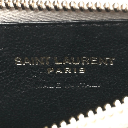 Saint Laurent Grain De Poudre Matelasse Chevron Monogram Fragments Zippered Card Case Crema Soft 6 of 7