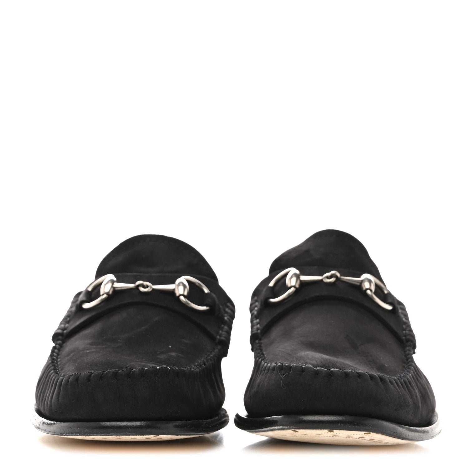 Gucci Suede Calfskin Womens 1953 Horsebit Loafers 37 Black 3 of 9