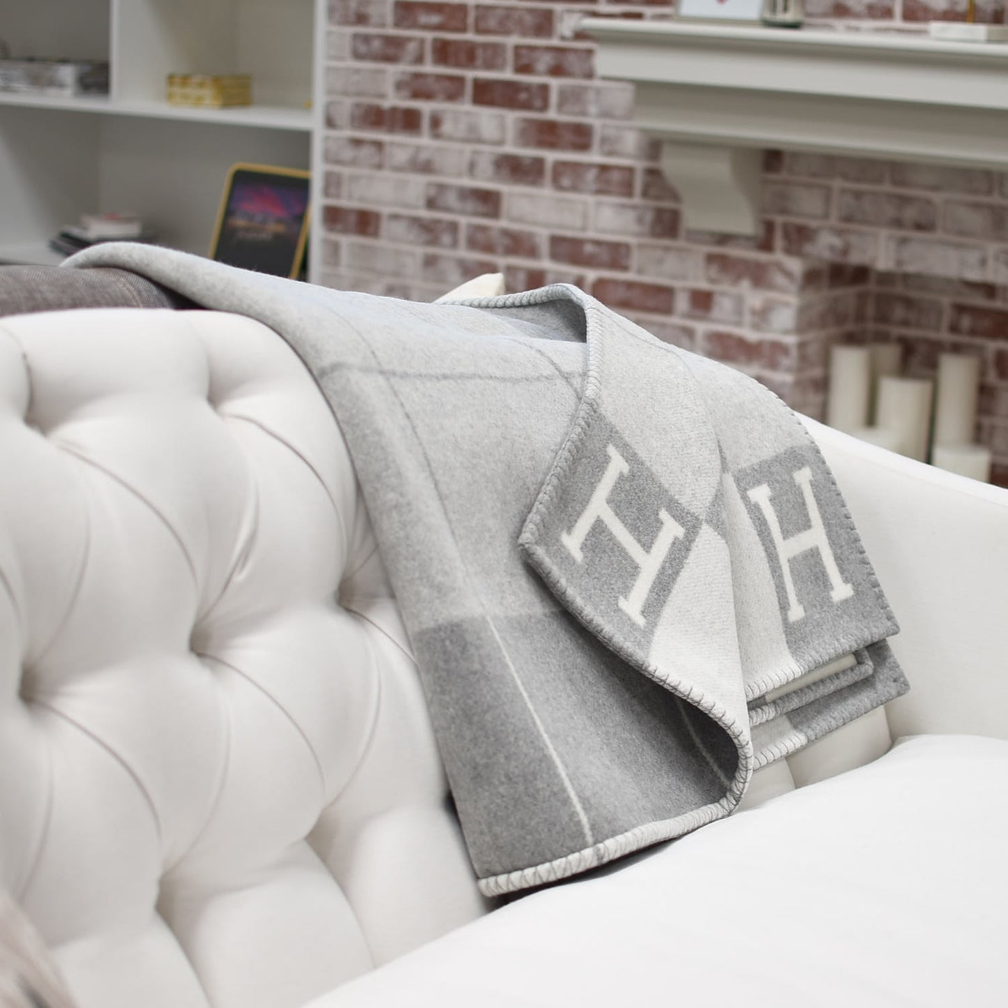 Wool Cashmere Avalon III Blanket Ecru Gris Clair
