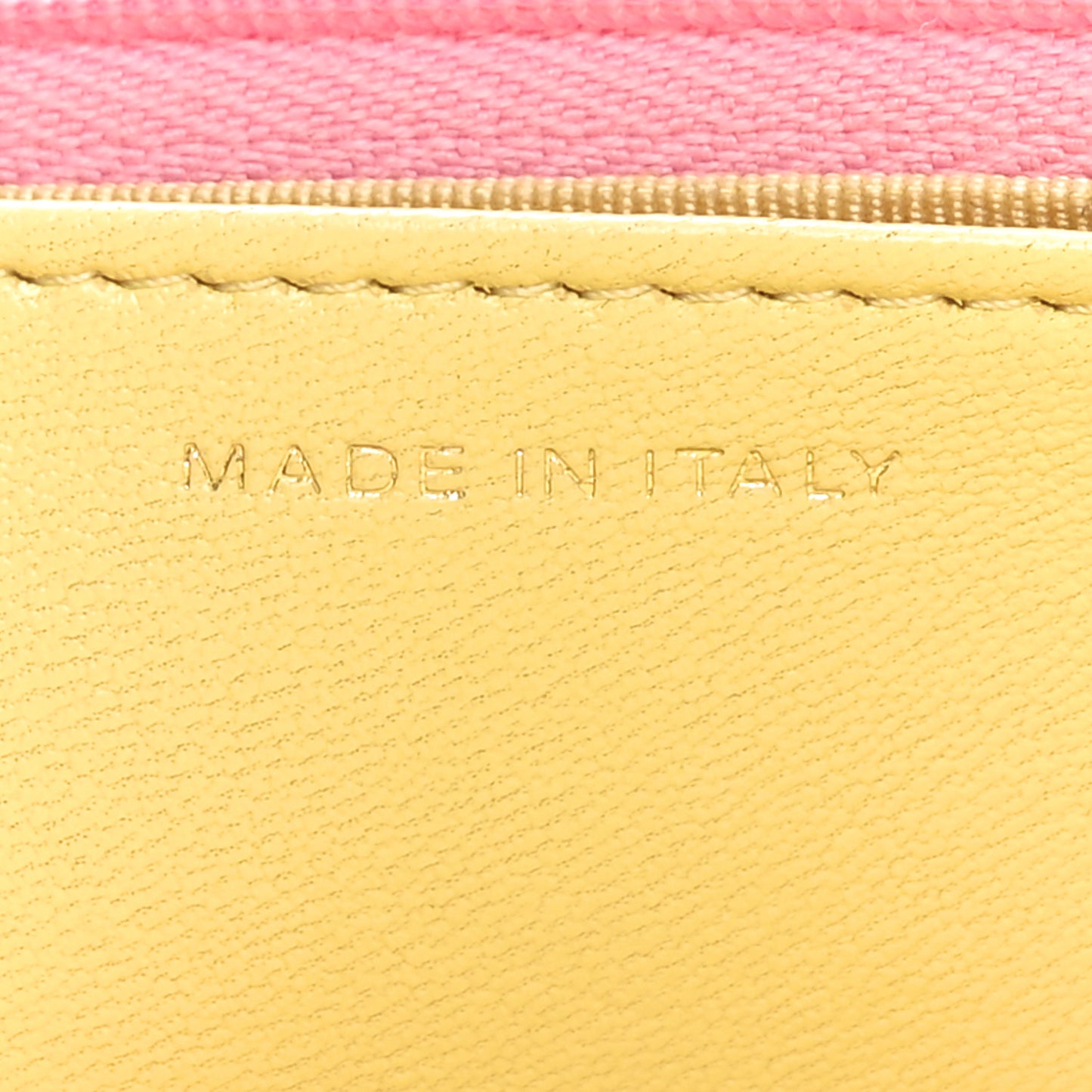Lambskin Quilted Wallet On Chain WOC Pink Yellow
