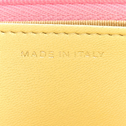 Chanel Lambskin Quilted Wallet On Chain WOC Pink Yellow 7 of 12