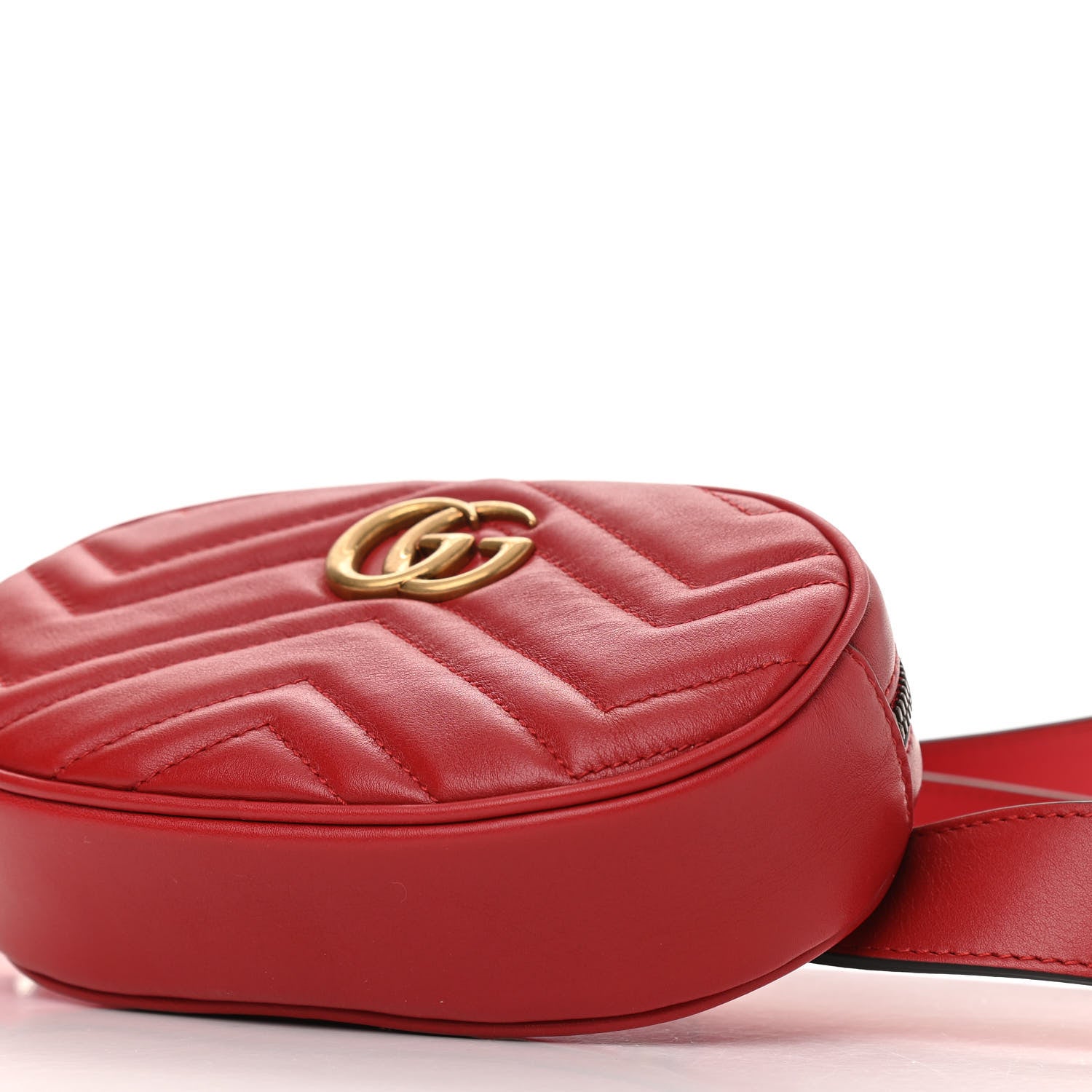 Gucci Calfskin Matelasse GG Marmont Belt Bag 85 34 Hibiscus Red 11 of 11