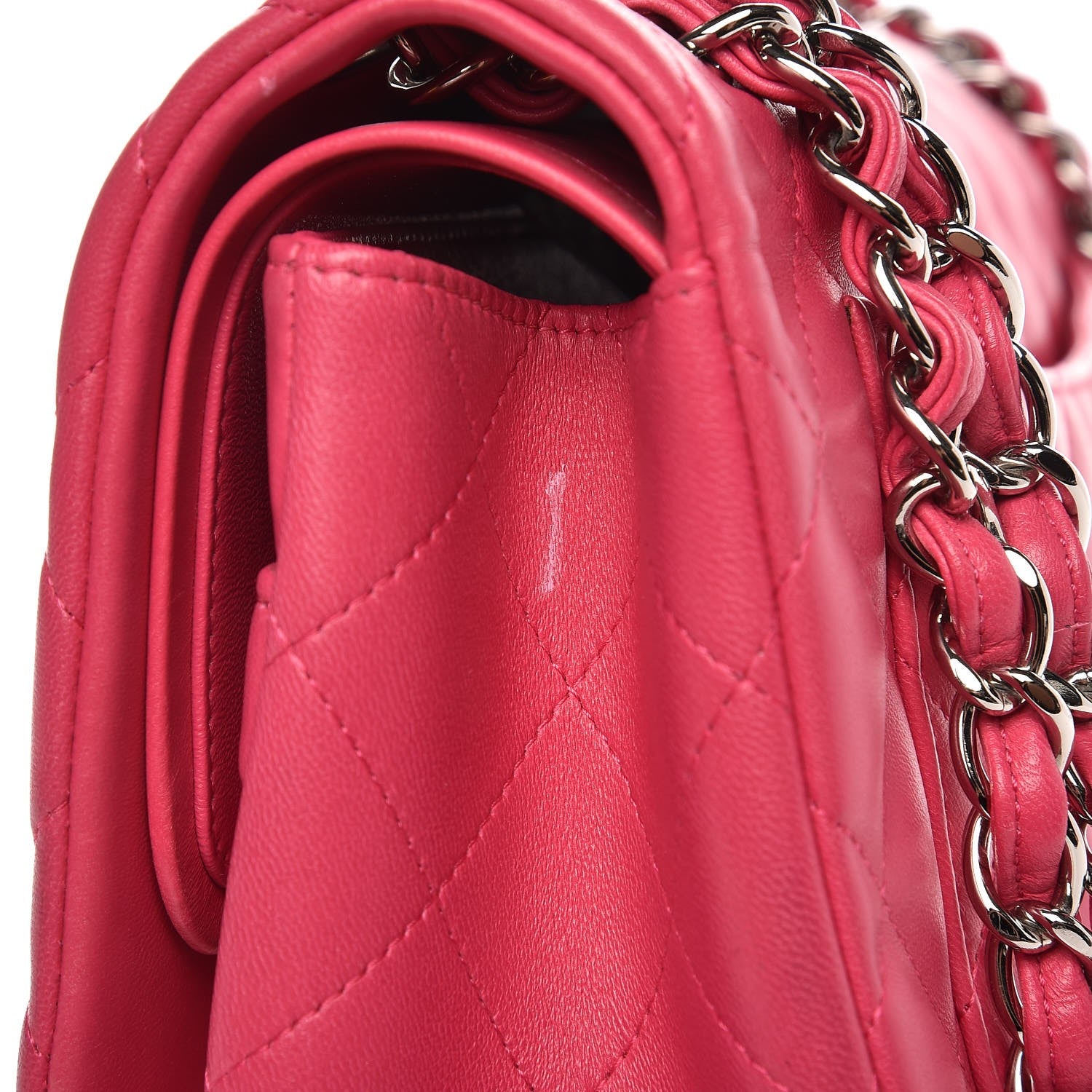Chanel Lambskin Quilted Jumbo Double Flap Dark Pink 11 of 14