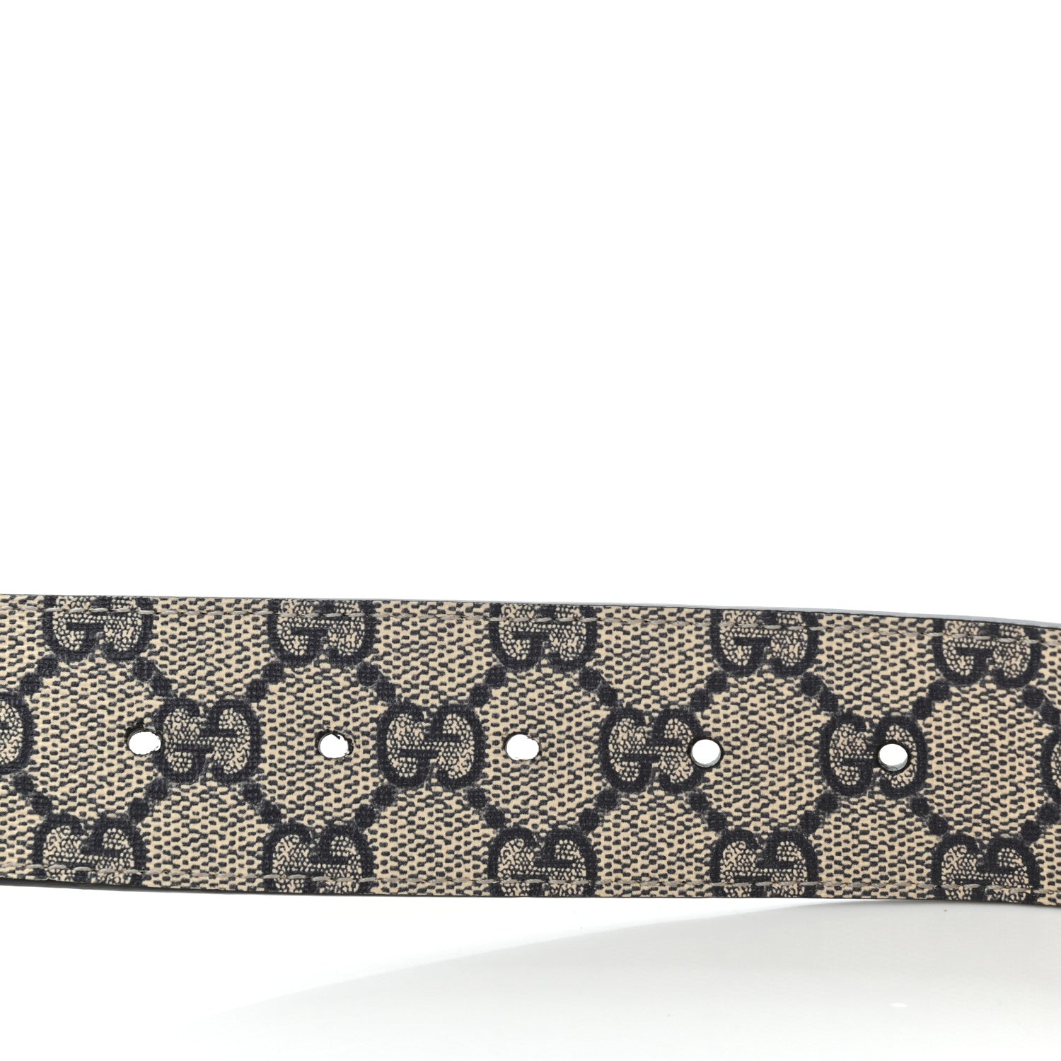 Gucci GG Supreme Monogram Selleria Calfskin Interlocking G 40mm Belt 85 34 Beige Ebony Blue 5 of 7