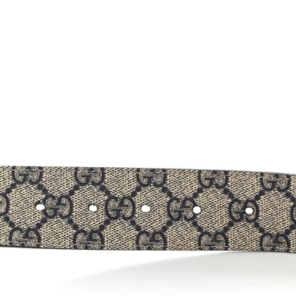 Gucci GG Supreme Monogram Selleria Calfskin Interlocking G 40mm Belt 85 34 Beige Ebony Blue 5 of 7