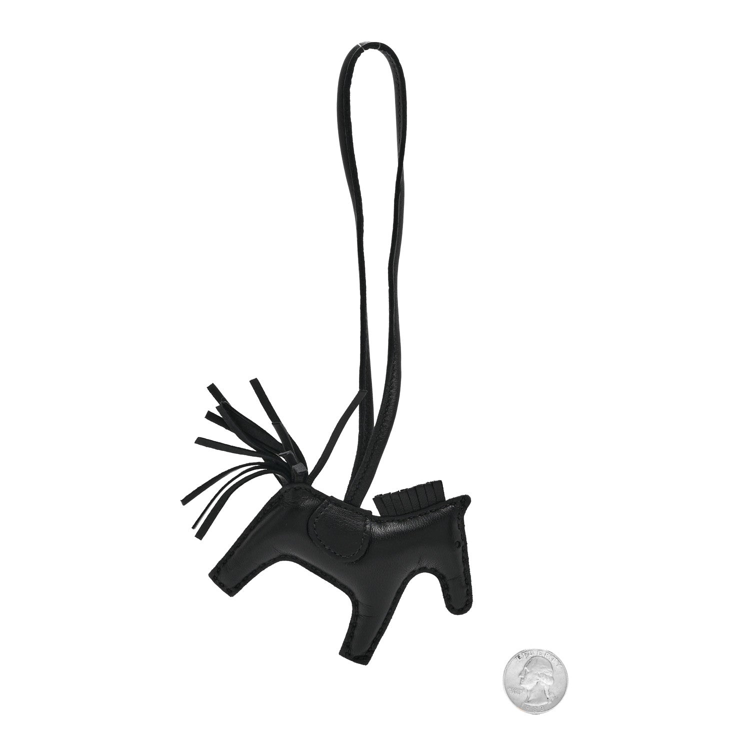 Hermes Milo Lambskin Grigri Rodeo Horse Bag Charm PM So Black 2 of 3