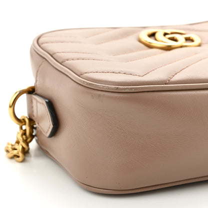 Gucci Calfskin Matelasse Mini GG Marmont Chain Shoulder Bag Porcelain Rose 9 of 13