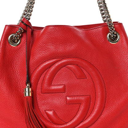Gucci Pebbled Calfskin Medium Soho Chain Shoulder Bag Tabasco Red 8 of 13