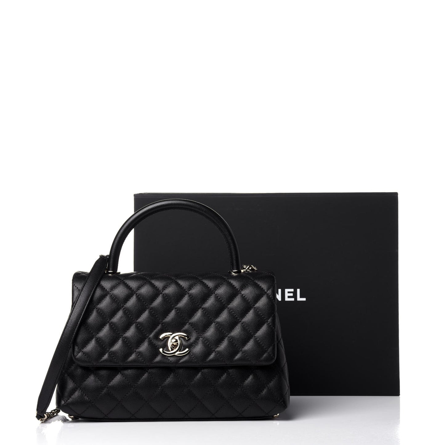 Caviar Quilted Small Coco Handle Flap Black