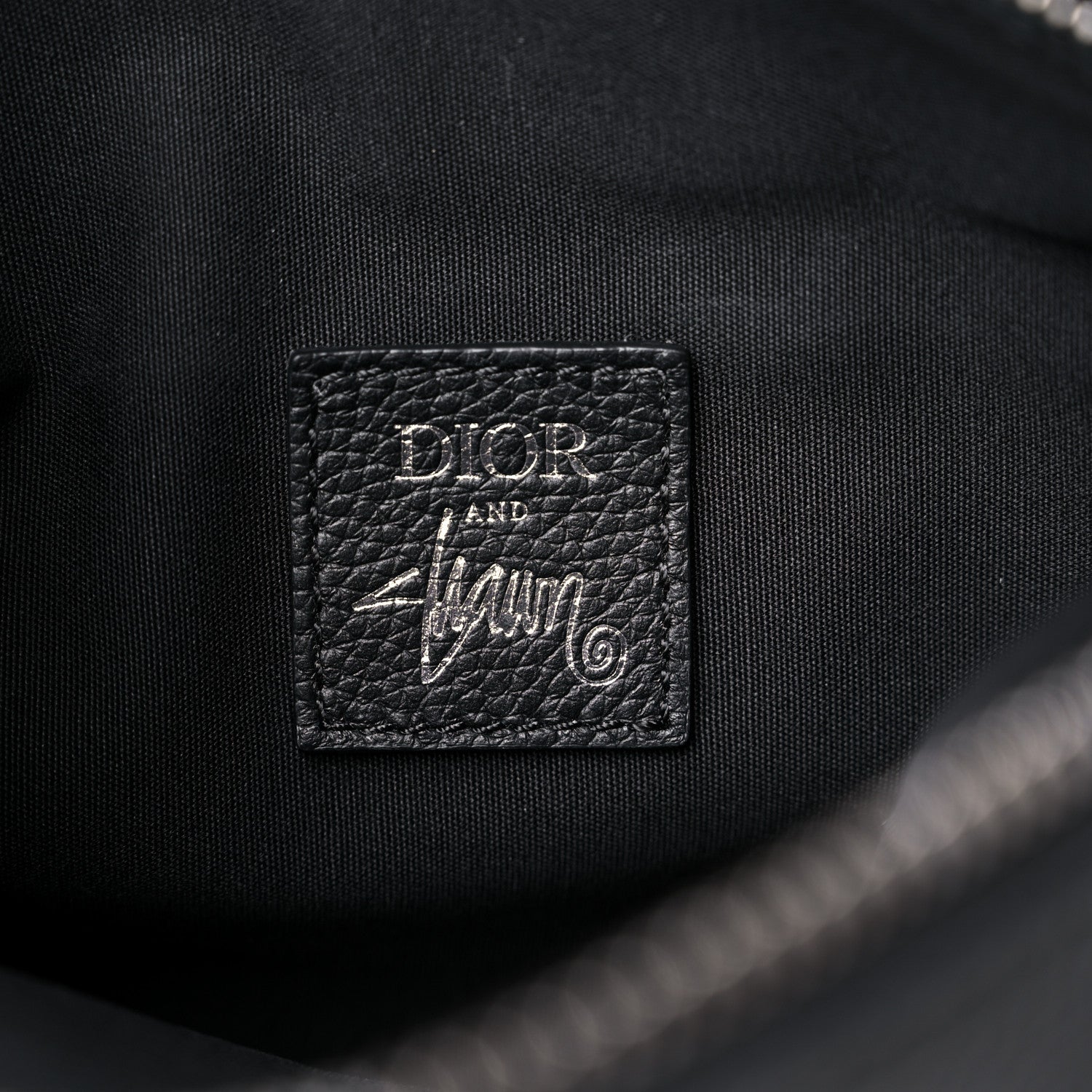 Christian Dior X SHAWN STUSSY Grained Calfskin Saddle Bag Black 6 of 12