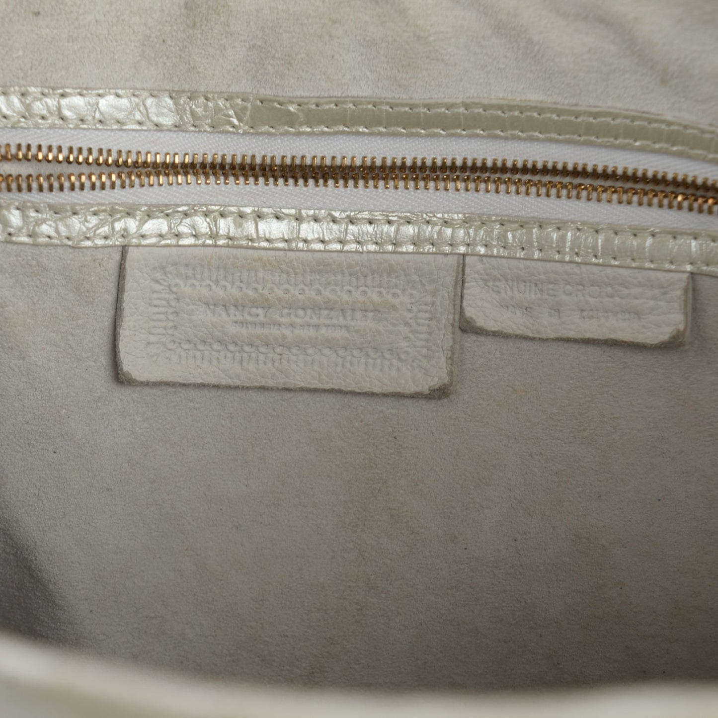 Crocodile Top Handle Bag Silver