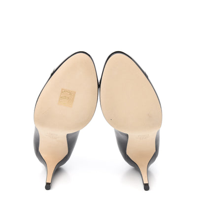 Chanel Lambskin Patent Calfskin Cap Toe CC Pumps 38.5 Black 5 of 10