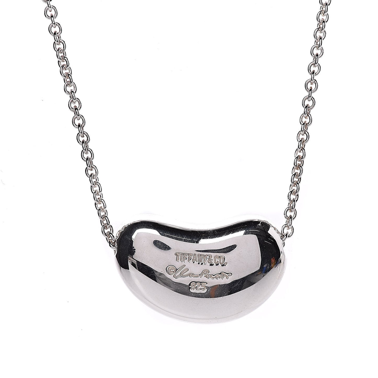 Sterling Silver 20mm Elsa Peretti Bean Pendant Necklace