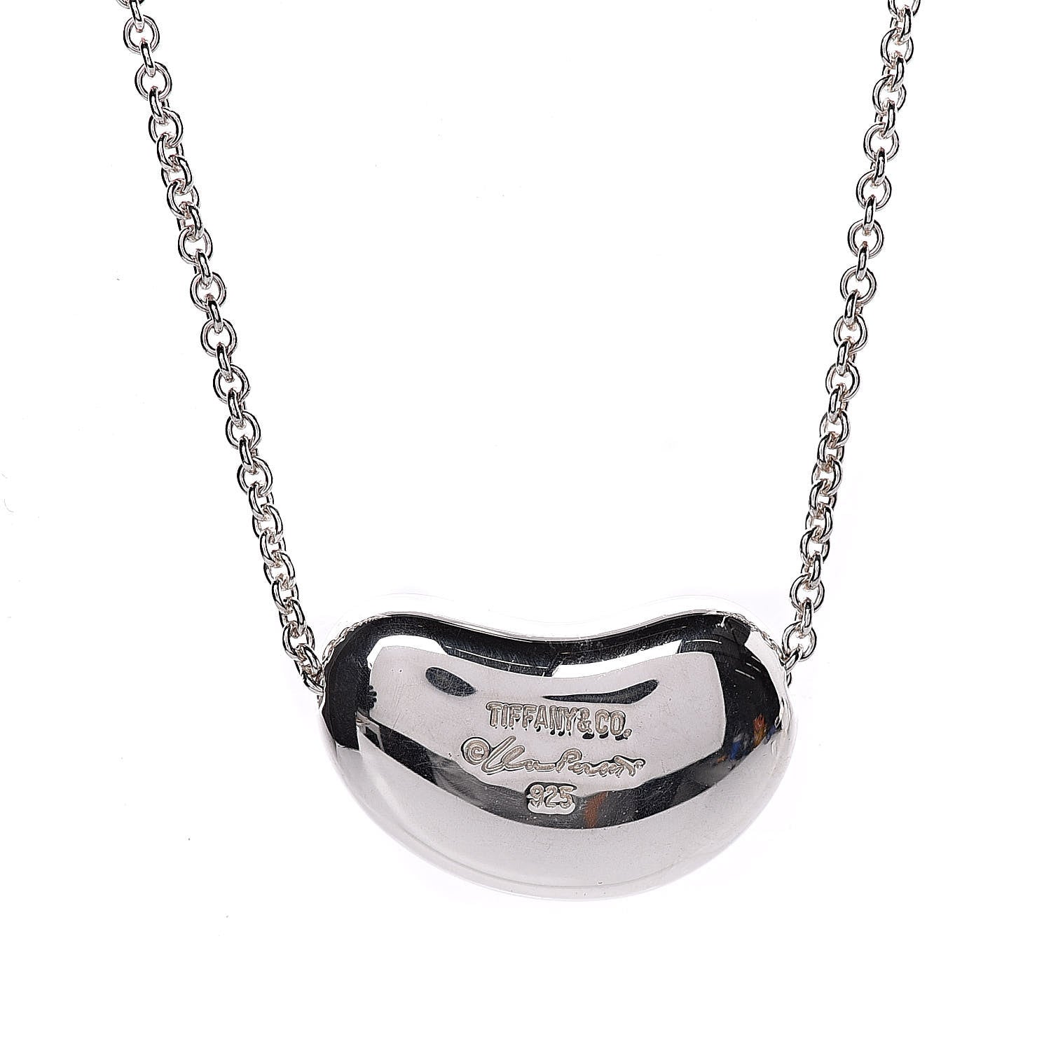 Tiffany Sterling Silver 20mm Elsa Peretti Bean Pendant Necklace 7 of 7