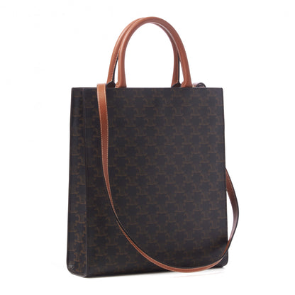 Celine Triomphe Canvas Calfskin Small Vertical Cabas Tan 4 of 8