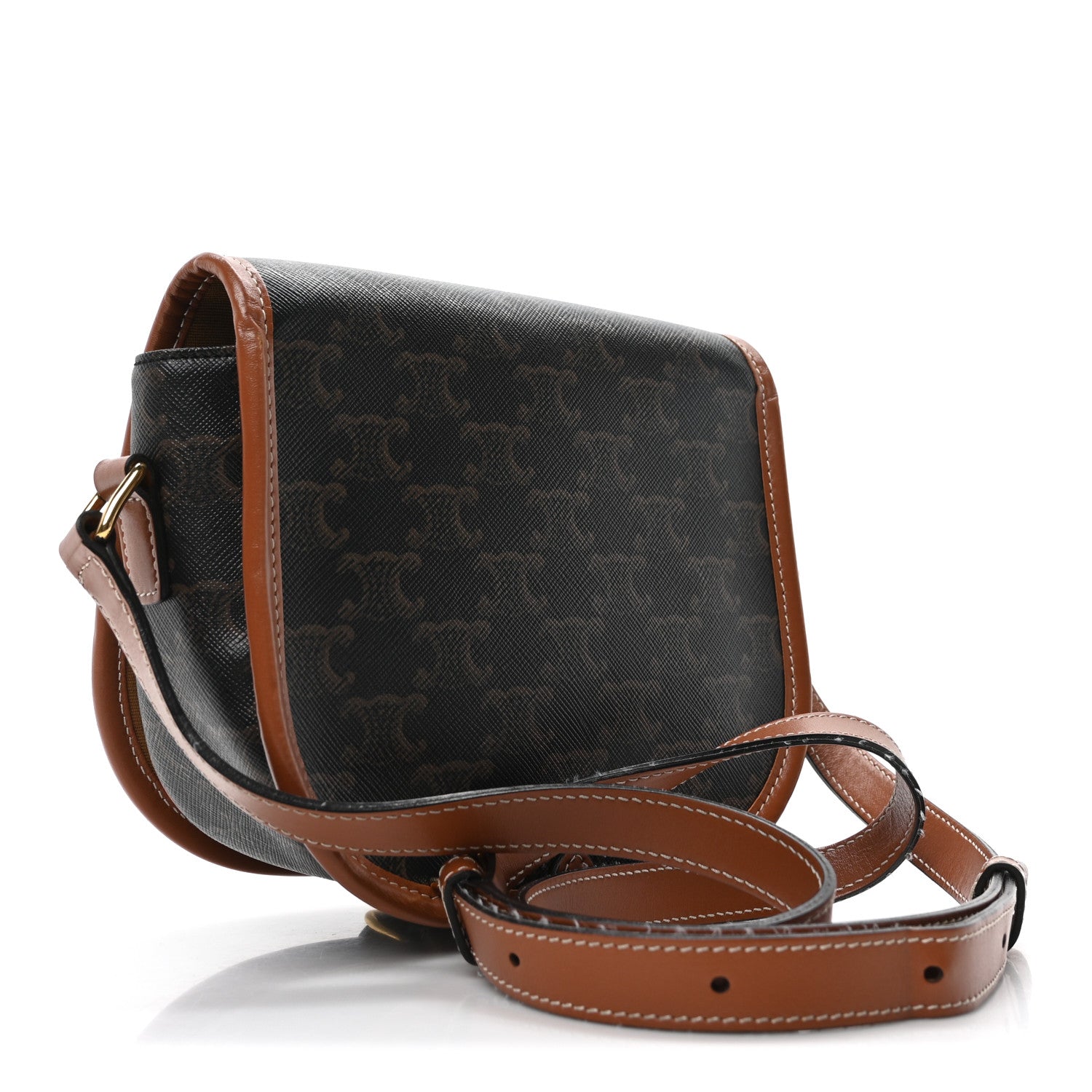 Celine Triomphe Canvas Medium Folco Bag Tan 3 of 9