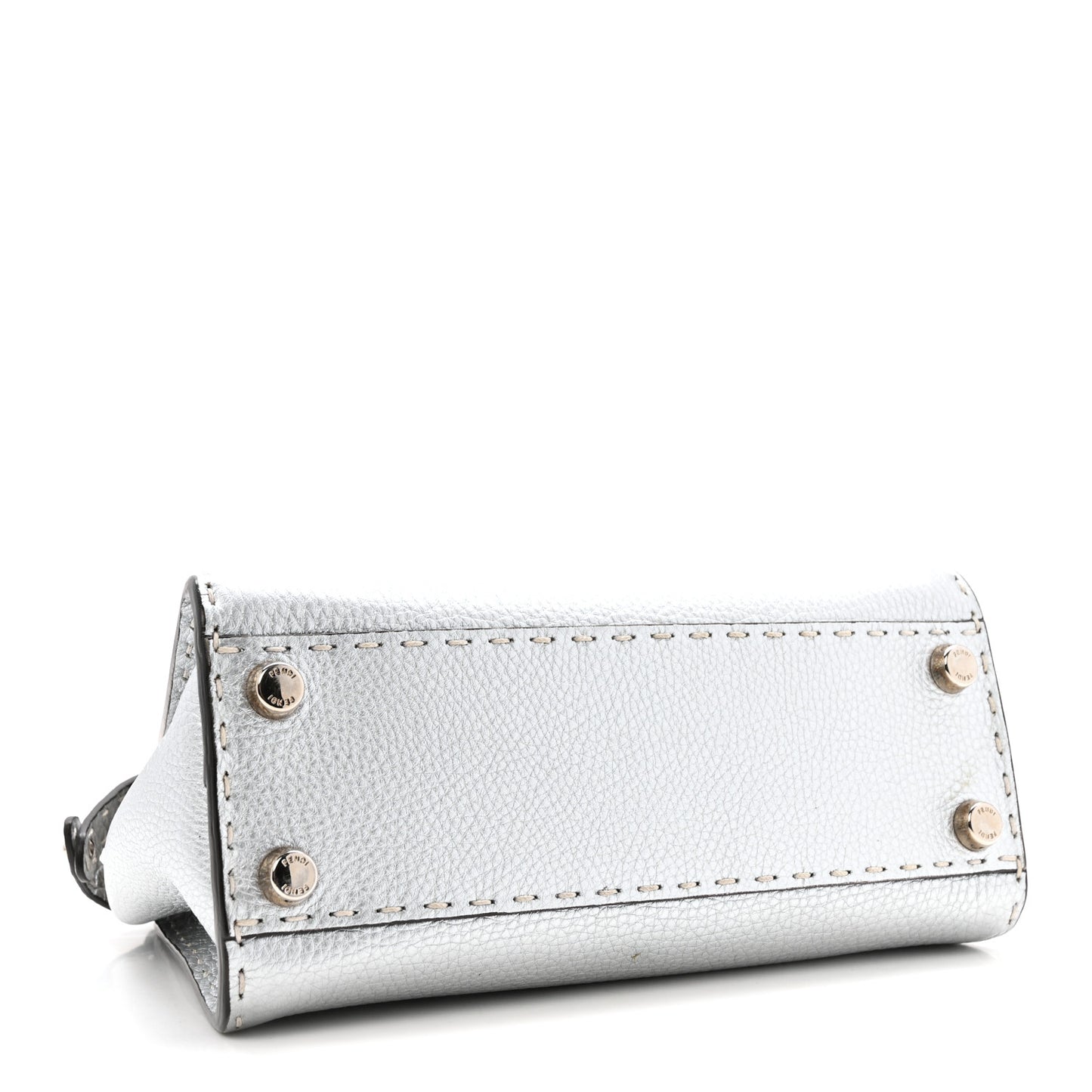 Cuoio Romano Lux Selleria Mini Peekaboo Iconic Satchel Argento
