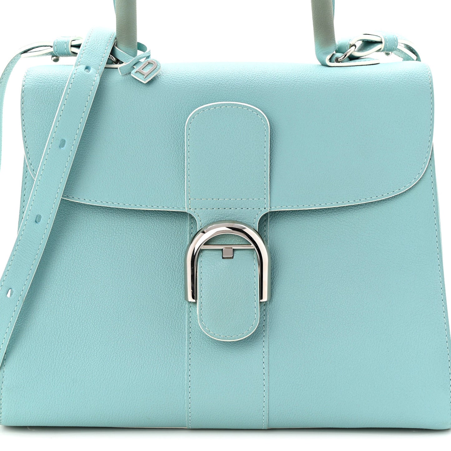 Grained Calfskin MM Brillant Satchel Light Blue